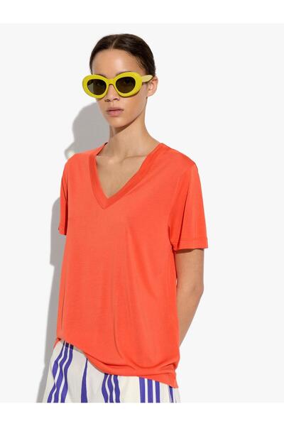 PARFOIS Kadın V Yaka T-Shirt