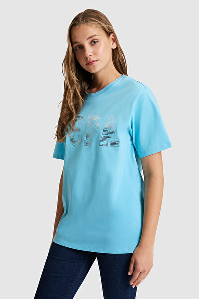 U.S. Polo Assn. Kadın Aqua Bisiklet Yaka Basic Tişört 50321690-VR007