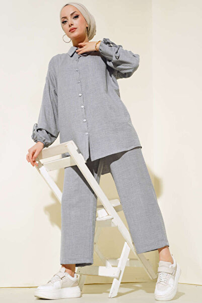 Generic Brand Women's Buttoned Linen Double Suit