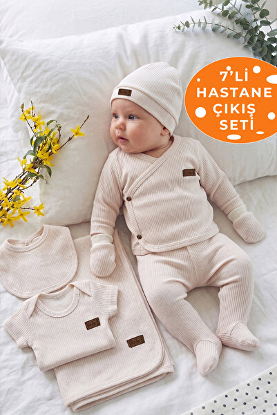 Rocha Baby Yenidoğan 7'li Hastane Çıkışı Seti Pamuk Fitilli Kaşkorse Bebek Ta...