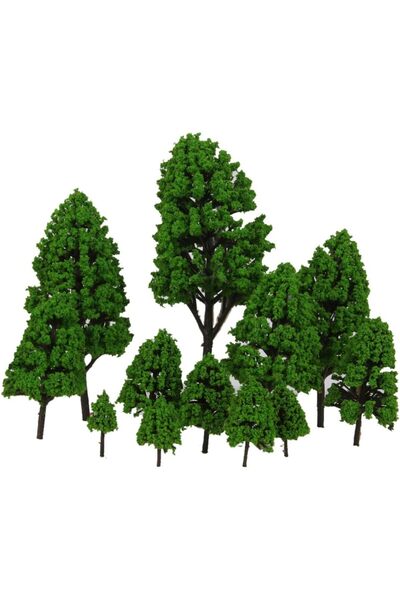 OEM Set de arbori pentru modelism la machete peisagistice, 12 elemente, verzi