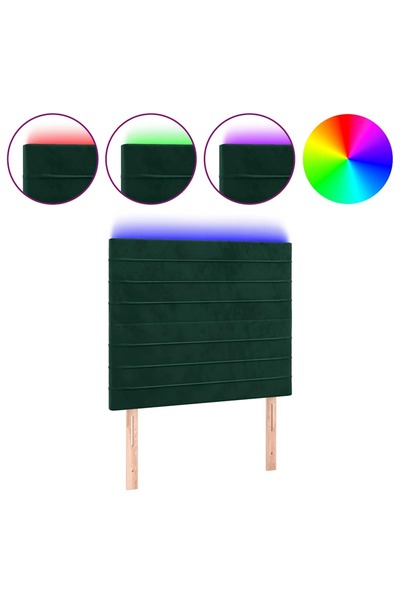 vidaxl Tăblie de pat cu LED, verde închis, 100x5x118/128 cm, catifea