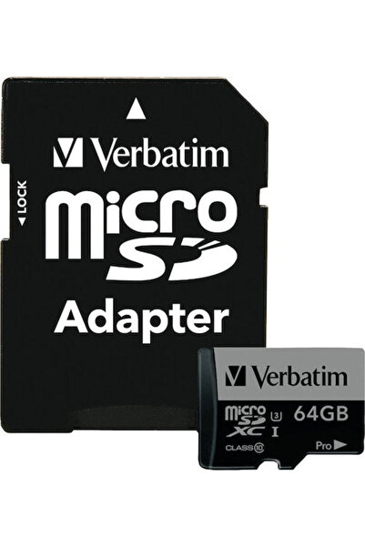 Verbatim Pro microSDXC 64GB U3 UHS-I 90MB/s Με Αντάπτορα