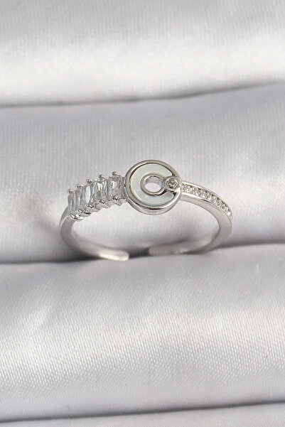 ALKASAZ Brass Silver Color Zircon Stone Adjustable Women's Ring