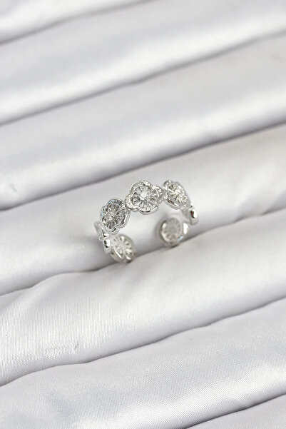 ALKASAZ Brass Silver Color Clover Model Women's Ring