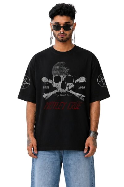 Fuddy Moda Unisex μπλουζάκι Mötley Crüe The Final Tour με στάμπα στο μανίκι, ...