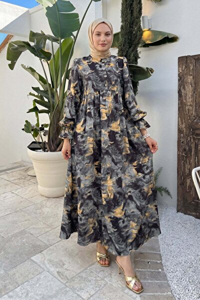 zenne Batik Pattern Viscon Dress 2310 - Anthracite