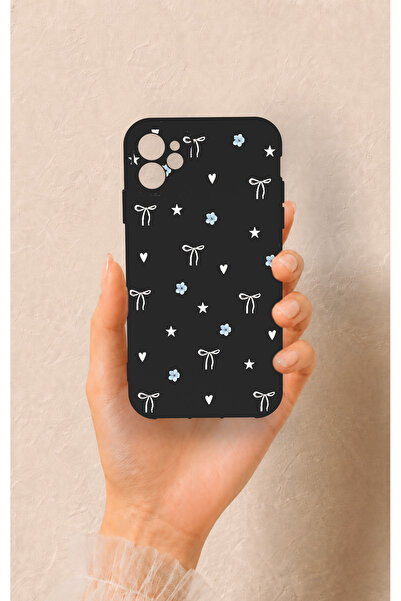 Vip Case iPhone 11 Uyumlu Mini Fiyonk Siyah Desenli Silikon Kılıf