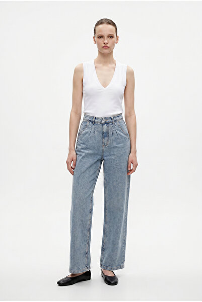 Sementa Pensli High Waist Wide Leg Jeans - Ice Blue