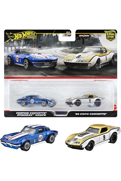 HOT WHEELS Σετ Αυτοκινήτων Premium Corvette Stingray Coupe & '69 Copo Corvett...