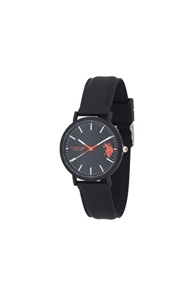 U.S. Polo Assn. Ceas analogic cu curea din silicon și finisaj mat, cadran neg...