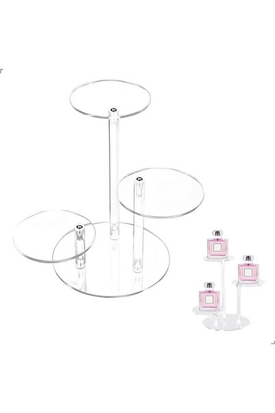 Slasa حامل عطور من الأكريليك الشفاف 15 × 12 × 12 سم، رف عرض ثلاثي الطبقات