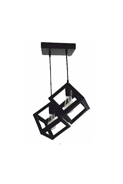 Cojom Candelabru Kubus 2W, lemn masiv, fag, 2 becuri E27, Wenge