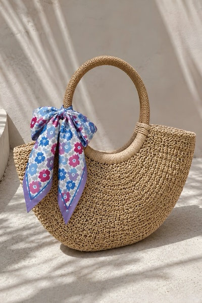 İmajButik Lila Çiçek Desenli Bandana