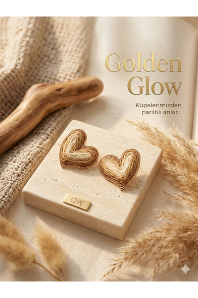 Goldenglowco Doğal Dokulu Premium Tasarım Hasır Küpe