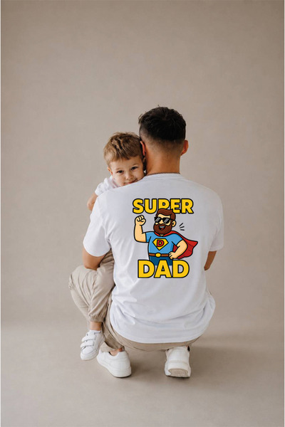 genosha Father's Day Gift, Father-Child Combination, 100% Cotton Oversize T-S...