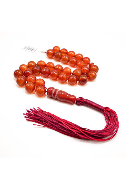 genernic Yemeni Agate Rosary 33 Beads 10mm Translucent Red Prayer Beads 54g P...