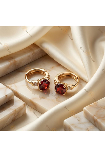 SaraTremo Cercei cu rubin regal – Cercei placați cu aur de 14K