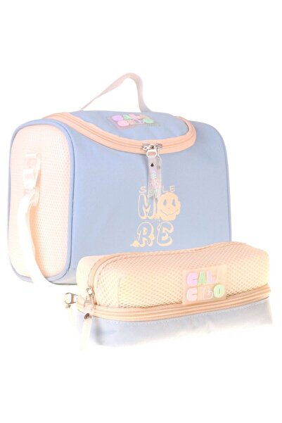 CalaCilo Turquoise Smile Printed Girl's Turquoise Color Lunchbox and Pen Hold...