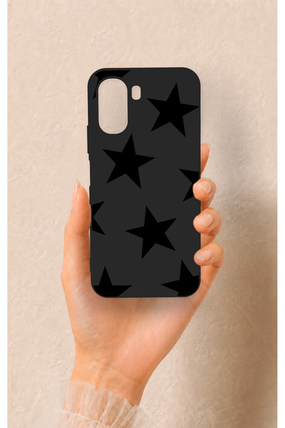 Vip Case Oppo A6T Uyumlu Siyah Star Desenli Silikon Kılıf