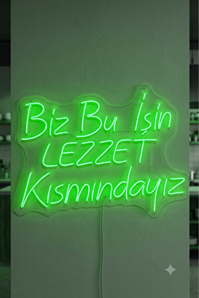 dekoraven Biz Bu İşin Lezzet Kısmındayız Yazılı LED Neon Tabela Duvar Dekoras...