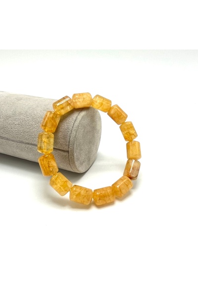 YILDIZ DOĞAL TAŞ Certified Citrine Cylinder Cut Natural Gemstone Bracelet
