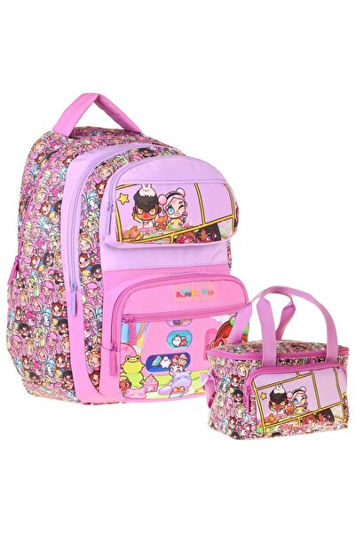 KAUKKO Kids Nagy Girl's Pink Primary School Backpack and Lunchbox Set - Setkk...