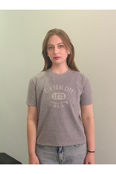 Arba T-Shirt Basic Gray Light Glitter Detail