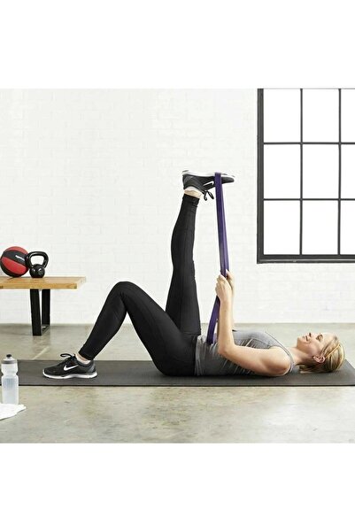 SPORIO Direnç Lastiği Pilates Latex 32 mm Mor Güç Bandı Fitness Resistance Aerobik Squat