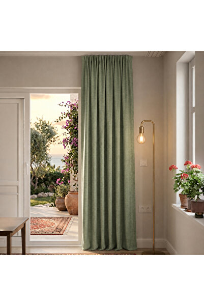 MebelPort Curtain 100% Linen Blackout Curtain 1X2 American Pleated Blackout C...