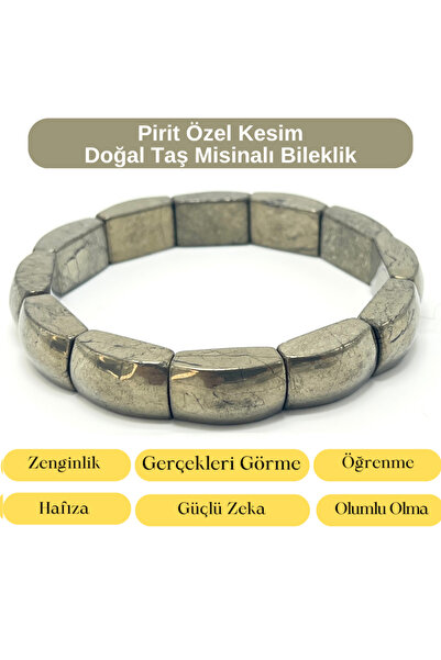 YILDIZ DOĞAL TAŞ Certified Pyrite Special Cut Natural Stone Bracelet