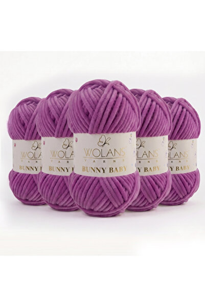 WOLANS Bunny Baby 61 Orkide Pink Catifea Fire de tricotat Fire de chenille pe...