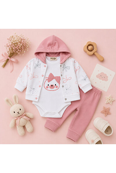 Babyim Ley Bebe Ayıcık Panç Nakışlı 3lü Takım