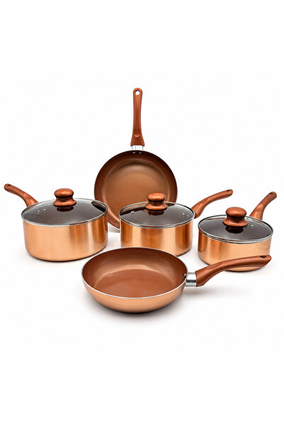 COPPER Set vase antiaderente Collection, 5 piese + 3 capace, inducție