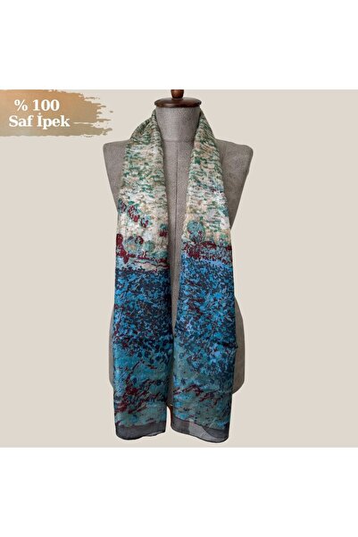 Pure Silk Atelier %100 Saf İpek Van Gogh Gelincik Tarlası Desenli Lüks Fular ...