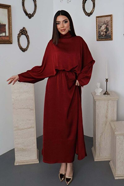Caddebostan Moda فستان من الساتان الجاكار بأكمام بالون، فستان سهرة بأكمام الخ...