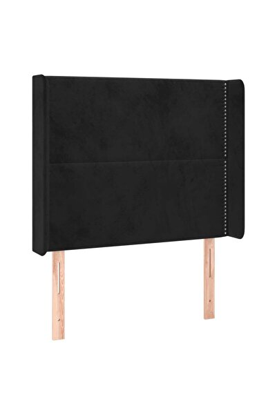 vidaxl Tăblie de pat cu aripioare, negru, 83x16x118/128 cm, catifea
