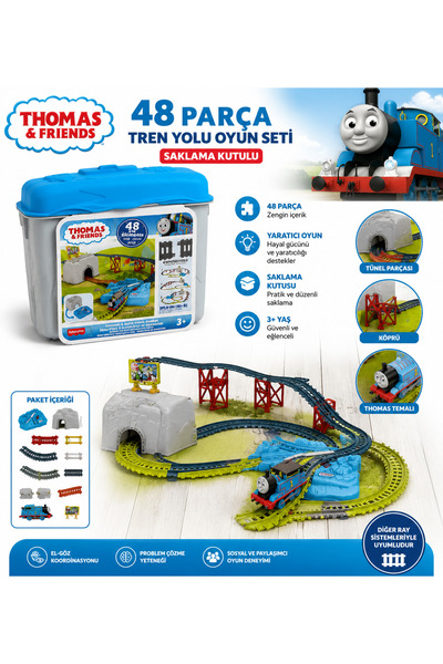 DoruCO Thomas & Friends 48 Parça Tren Yolu Oyun Seti Saklama Kutulu