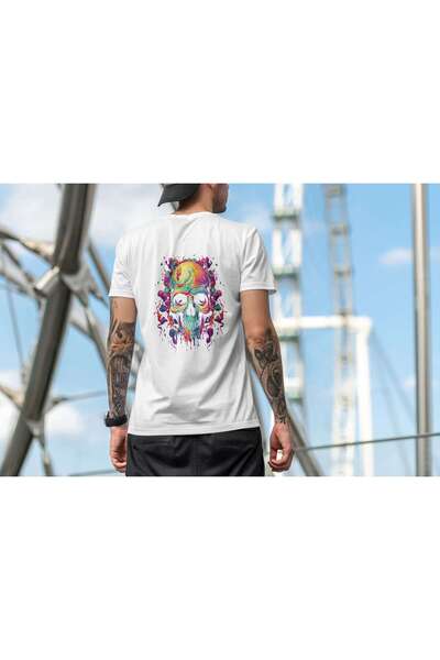 iLovePrints Colorful Abstract Skull Art Tshirt