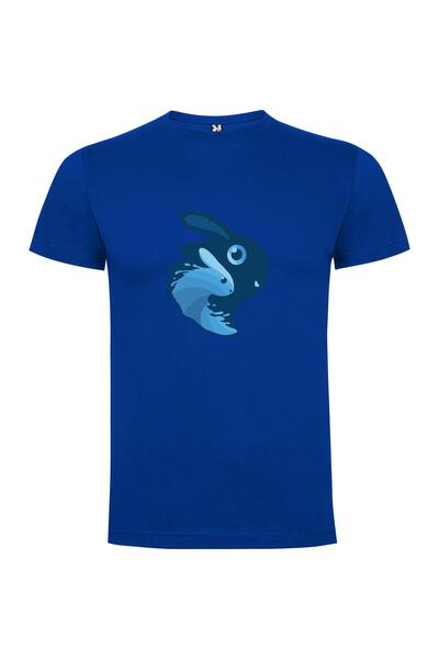 iLovePrints Blue Bunny Mascot Illustration Tshirt