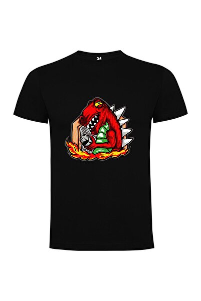 iLovePrints Flaming Dragon Mascot Tshirt