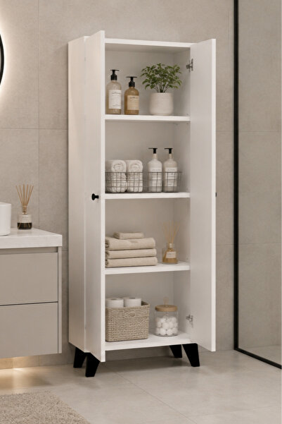 MOBİLİQUE Meltem No.1 Çok Amaçlı Banyo Dolabı Ayarlanabilir Raflı Kapaklı Hav...