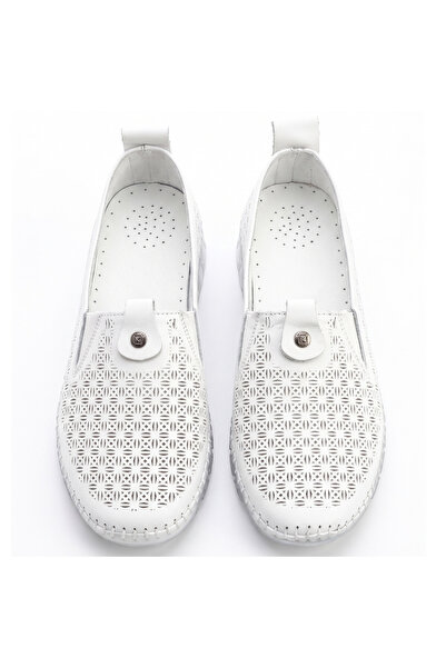 Barinoska Women's Leather Sports Shoes Summer Laser Cut Breathable Laceless D...