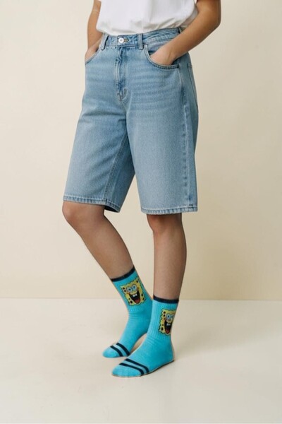 Socks Stores Унисекс памучни цветни десенирани колежански чорапи с мека текст...