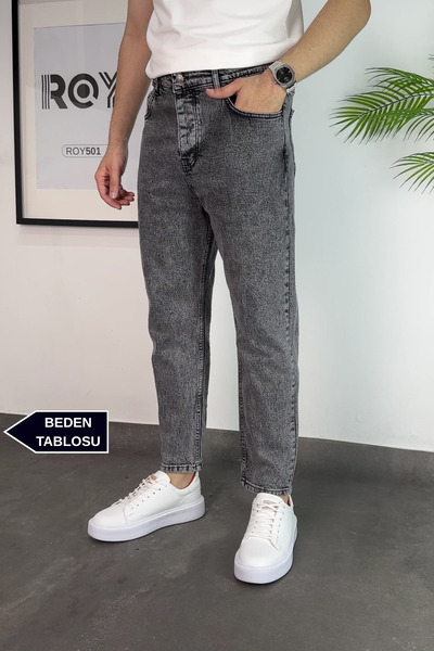 ROY501 Erkek Boyfriend Pantolon Erkek Kısa Paça Pantolon Erkek Boyfriend Jean