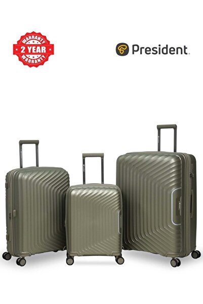 President 3 Piece Hard side Luggage Set with TSA Lock | 360° WheeL (CHAMPAGNE)