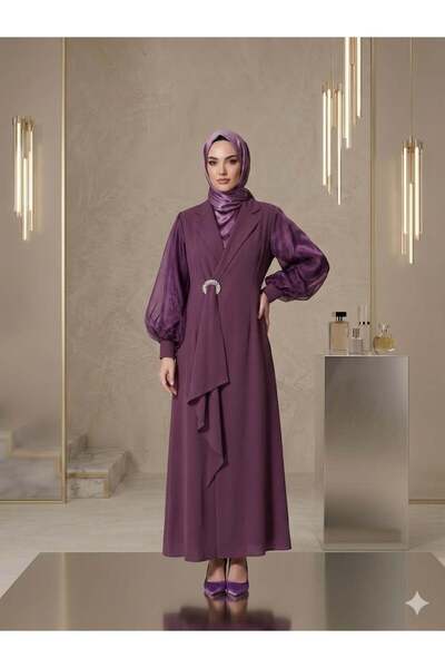 CLIO Kollari Chiffon Long Jacket Suit