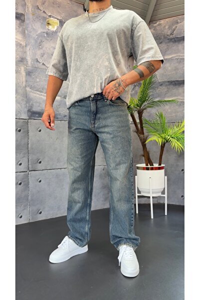PEERLESS STORE بنطلون فضفاض مناسب مغسول بالأحماض
