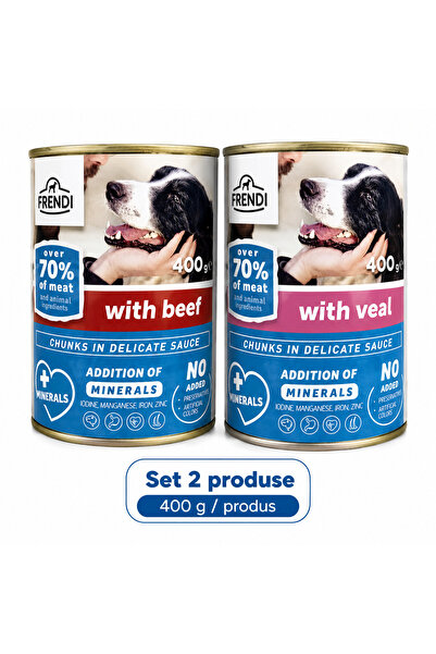 FRENDİ Dog cu Vitel, hrana umeda pentru caini, Set 2 conserve, 2 x 400 g