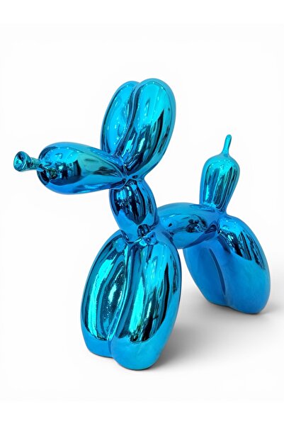 And Iconic Mavi Krom Balon Köpek Heykeli | Modern Pop Art Tasarım